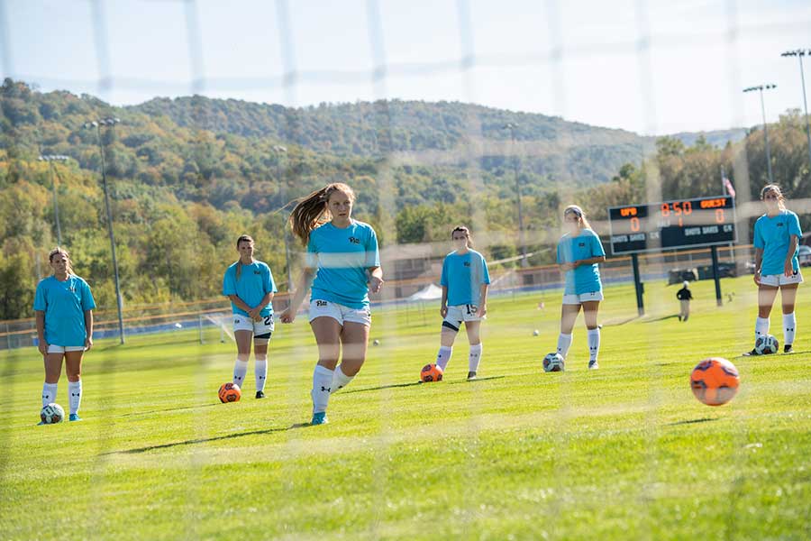 Soccer players at practice