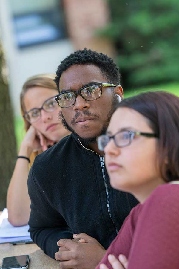 Criminal justics students in quad