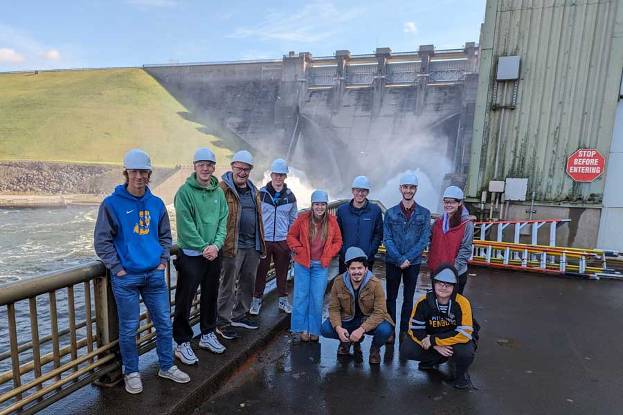 A group of engineering students at Kinzua Dam