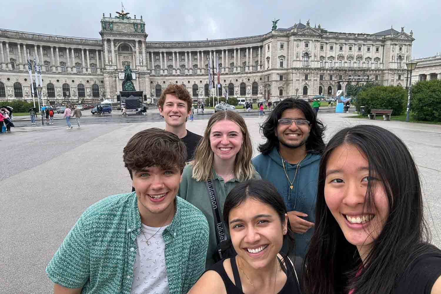 Group of student in front of historic building in Salzburg