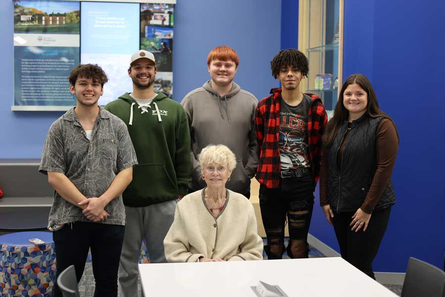 Mary Ann Lambertsen and students