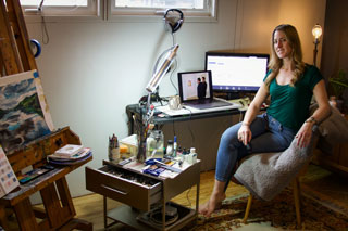 Anna Lemnitzer ready to teach from her home office/studio