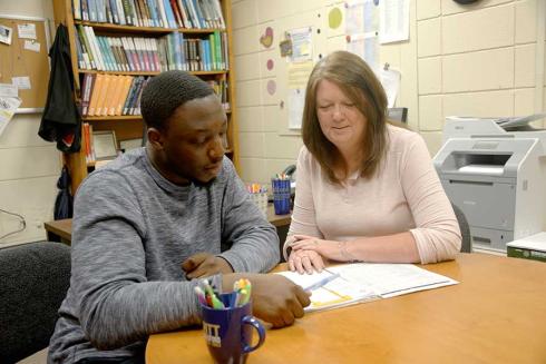 Staff advising student