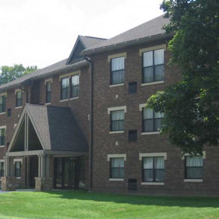 An outside view of a residence hall